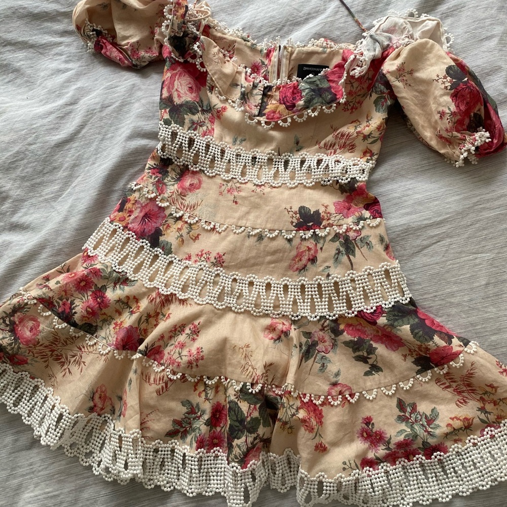 Zimmermann floral melody off shoulder dress - Picture 3 of 5